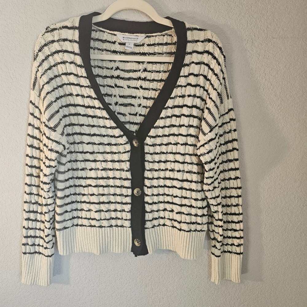 V‎ neck cardigan sweater grandpacore 100% cotton preppy quiet luxury white black